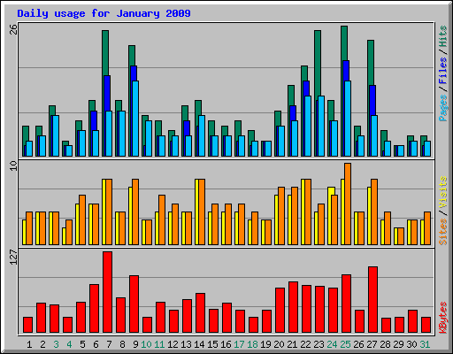 Daily usage for January 2009