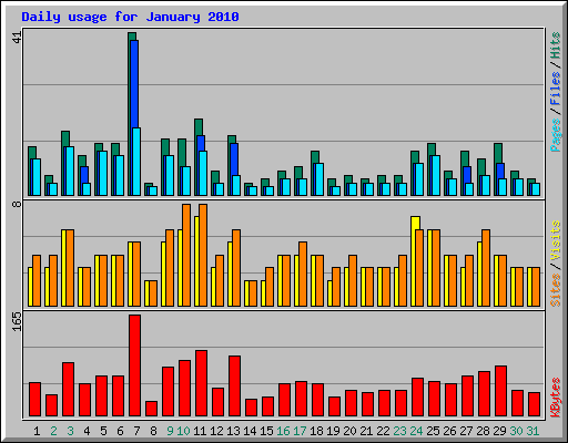 Daily usage for January 2010