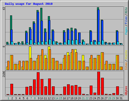 Daily usage for August 2010