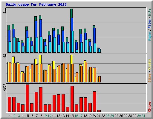 Daily usage for February 2013